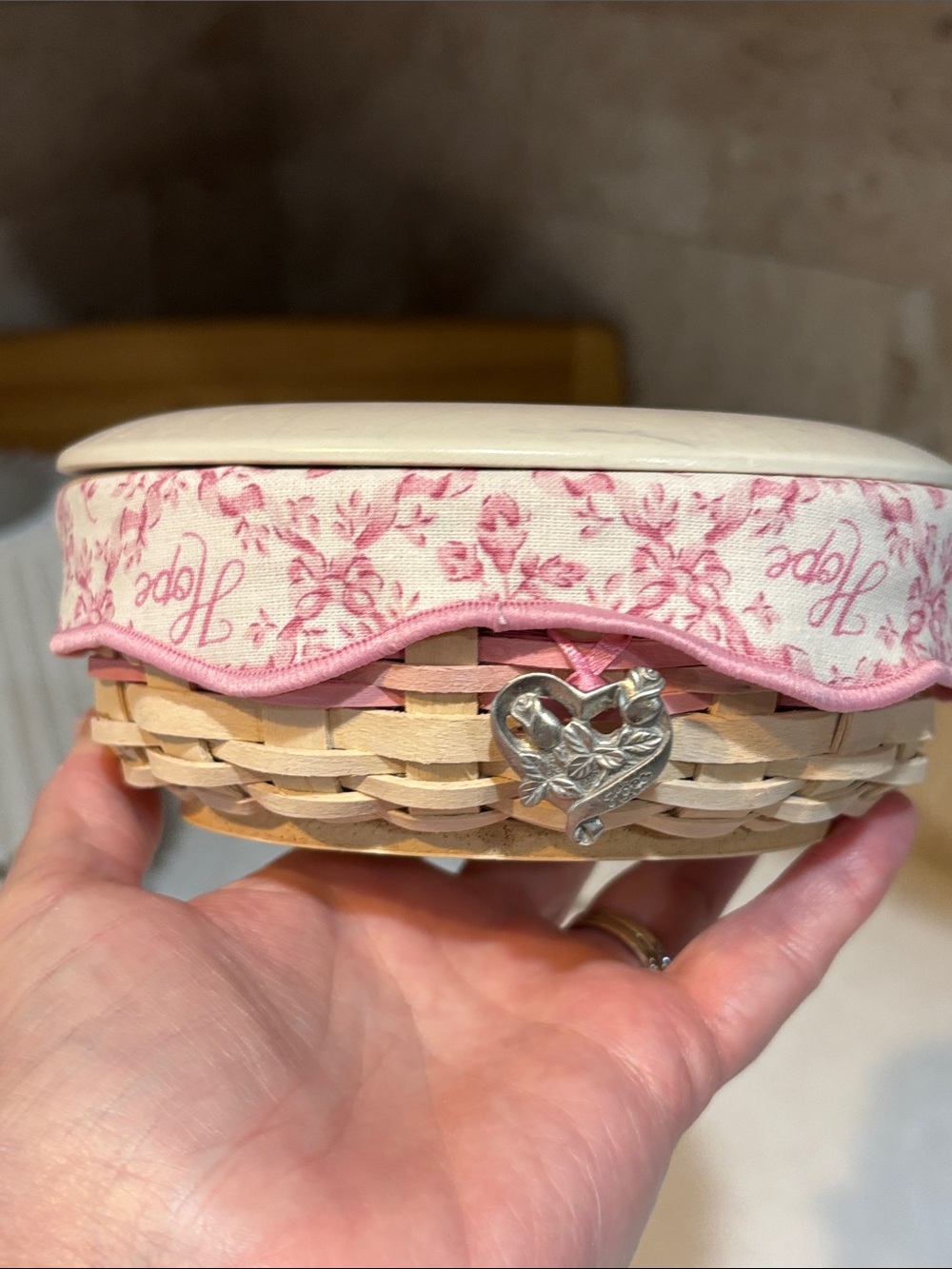 Longaberger 2003 Horizon of Hope Woven Basket With Pink Hope Lining